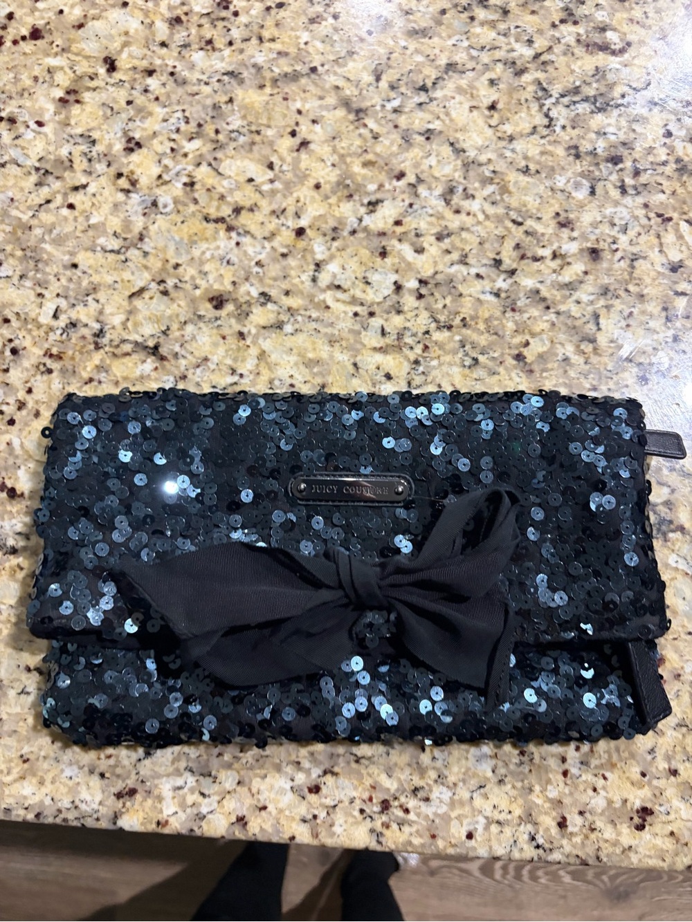 Juicy Couture Black Sequin Bow Wallet